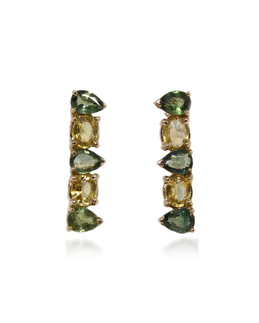 Bernard Delettrez Boucles doreille Gold Earrings with Sapphires