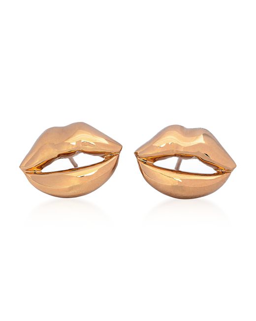 Bernard Delettrez Boucles doreille Tiny Lips Gold Plated Earrings