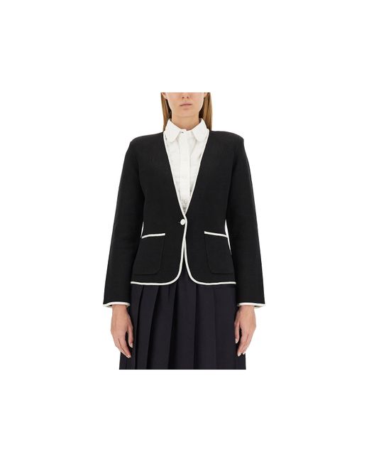 Thom Browne Vestes Manteaux Single-Breasted Collarless Jacket