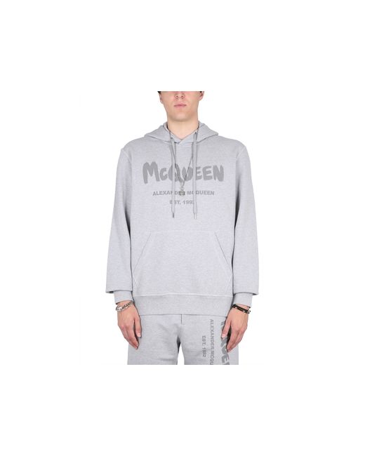 Alexander McQueen Sweat-shirts Graffiti Logo Print Sweatshirt