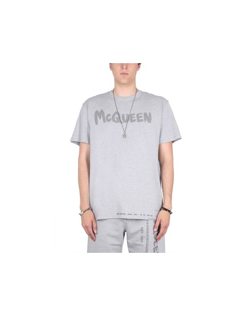 Alexander McQueen T-Shirts Graffiti Print T-Shirt