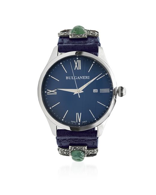 Bulganeri Montres Homme Palmaria Watch w Leather Bracelet and Agate Studs