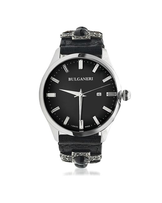 Bulganeri Montres Homme Vulcano Watch w Leather and Onyx Bracelet