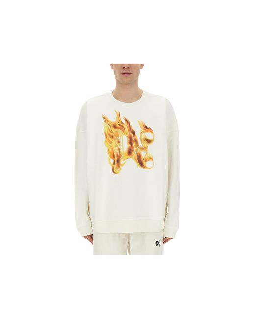 Palm Angels Sweat-shirts Burning Monogram Print Sweatshirt