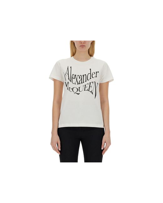 Alexander McQueen T-Shirts Tops Logo Print T-Shirt