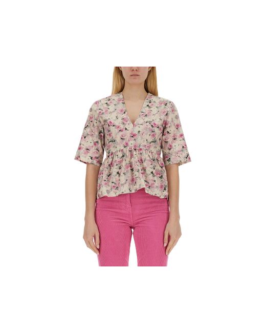 Ganni T-Shirts Tops Blouse With Print