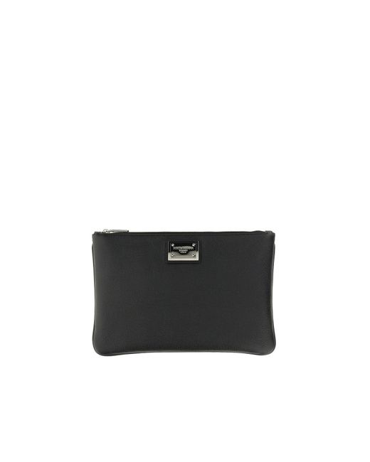 Dolce & Gabbana Sacs Homme Clutch With Logo Plaque