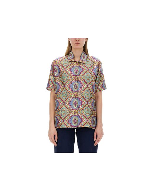 Etro Chemises Printed Silk Shirt
