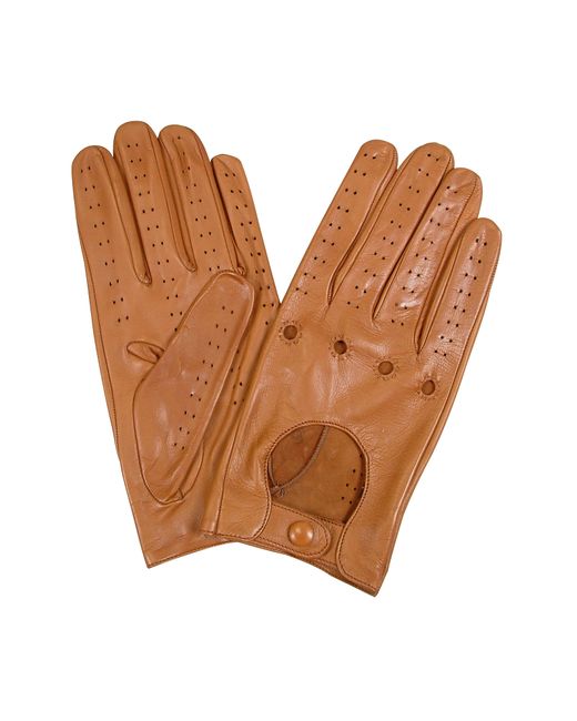 Forzieri Designer Gloves Tan Italian Leather Driving