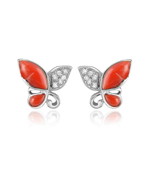 Del Gatto Designer Earrings Diamond Gemstone Butterfly 18K