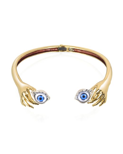 Bernard Delettrez Designer Necklaces Brass Hand Necklace With Eye