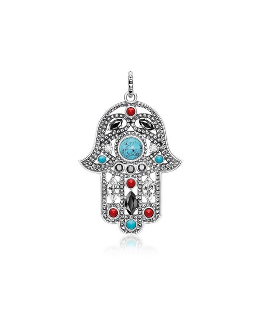 Thomas Sabo Designer Necklaces Blackened Sterling Hand of Fatima Pendant
