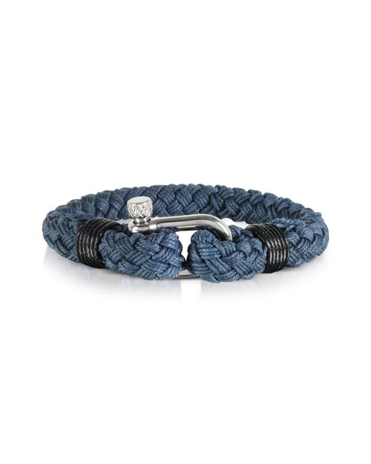 Forzieri Designer Bracelets Navy Woven Rope Bracelet