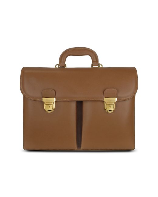 L.A.P.A. L.A.P.A. Designer Briefcases Front-pocket Tan Italian Leather Briefcase