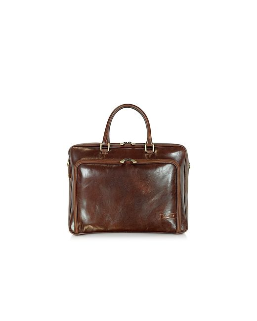 Chiarugi Double Handle Leather Zip Briefcase