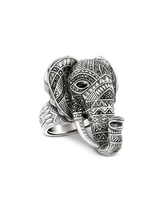 Thomas Sabo Designer Rings Blackened Sterling Elephant Ring w Zirconia