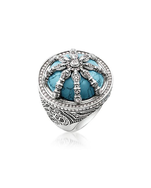 Thomas Sabo Designer Rings Blackened Sterling Synthetic Turquoise Ring