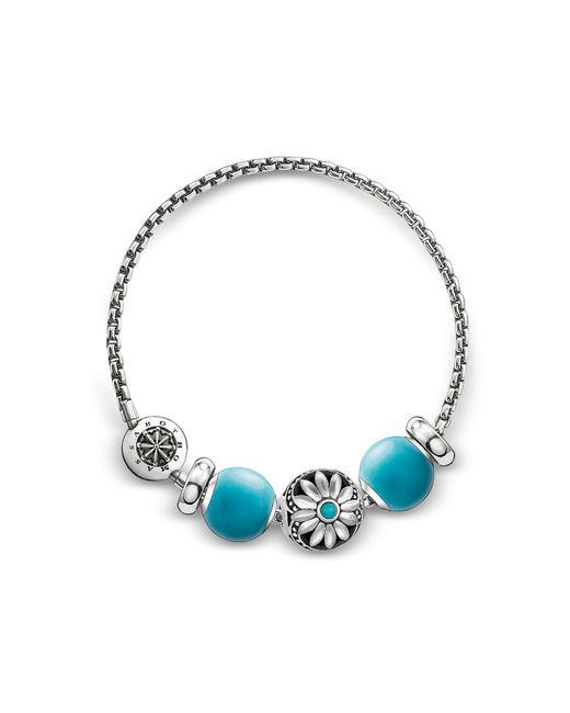 Thomas Sabo Designer Bracelets Blackened Sterling Bracelet w/Turquoise Howlite Beads