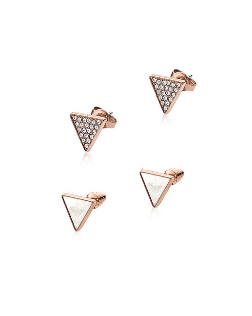 Emporio Armani Designer Earrings Signature Rose Goldtone Triangle