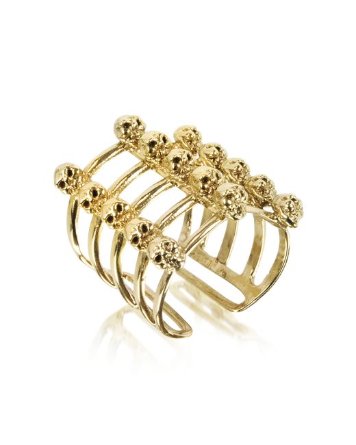 Bernard Delettrez Designer Rings Cage and Skulls Bronze Ring