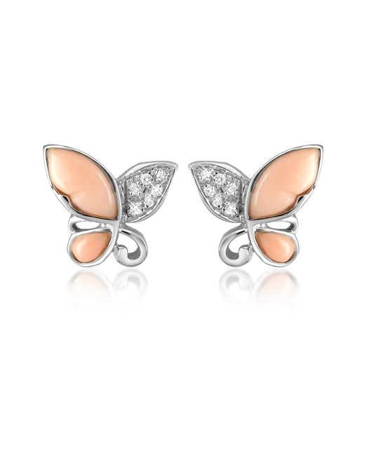 Del Gatto Designer Earrings Diamond Gemstone Butterfly 18K