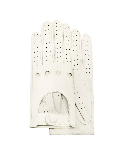 Forzieri Designer Gloves Perforated Italian Leather Driving