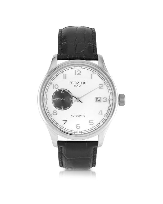 Forzieri Designer Watches Byron Stainless Steel Watch w/Croco Leather
