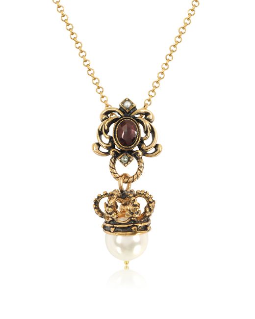 Alcozer & J Designer Necklaces Crown Necklace w/Pearls