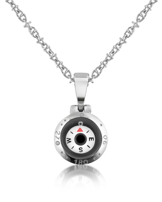 Forzieri Designer Necklaces Stainless Steel Compass Pendant Necklace