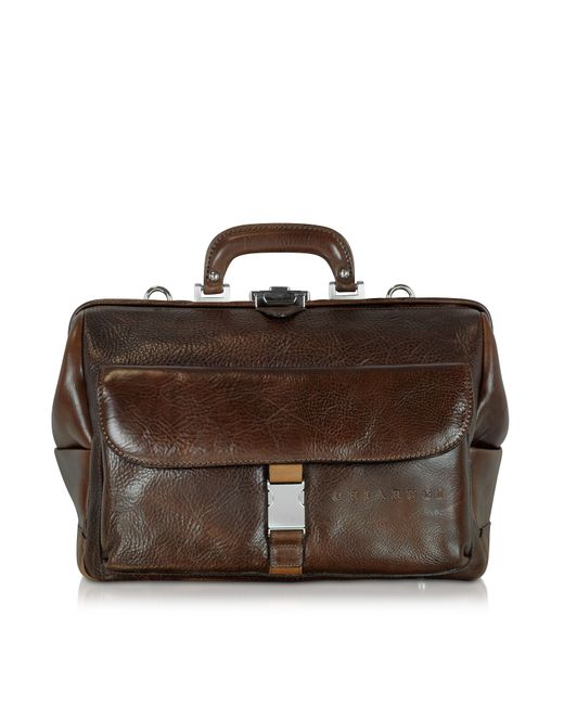 Chiarugi Designer Briefcases Large Hammered Leather Doctor Bag