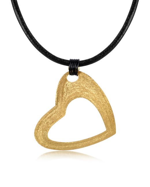 Stefano Patriarchi Designer Necklaces Etched Large Heart Pendant w/Leather