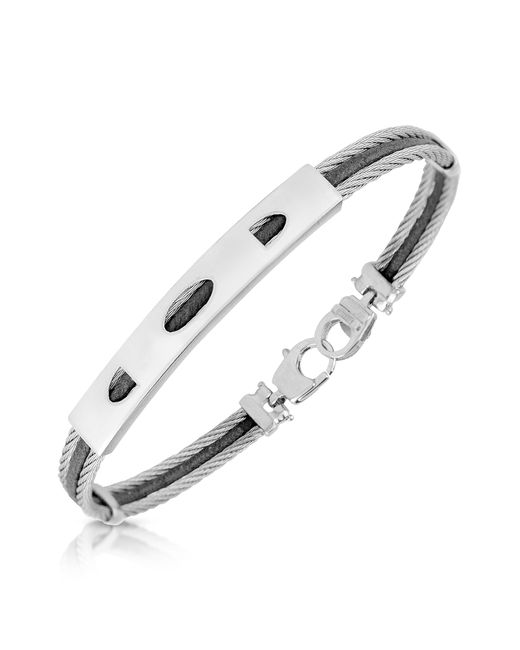 Forzieri Designer Bracelets Stainless Steel Bracelet with Rectangular Plaque