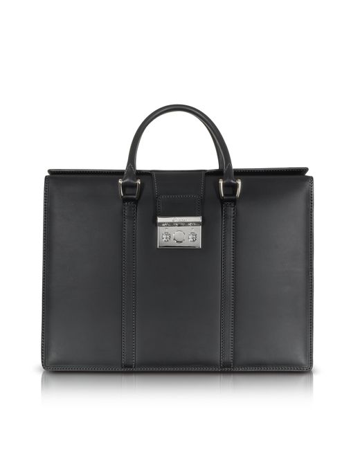 Pineider Designer Briefcases Power Elegance Double Handles Leather Briefcase