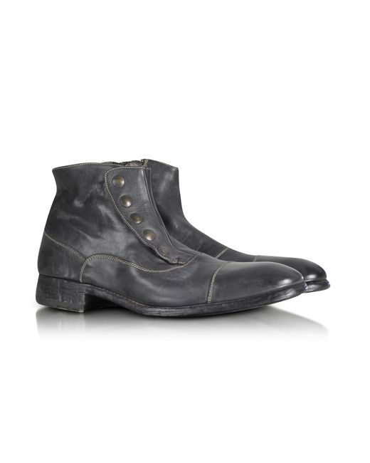 Forzieri Designer Shoes Smoke Washed Leather Boots