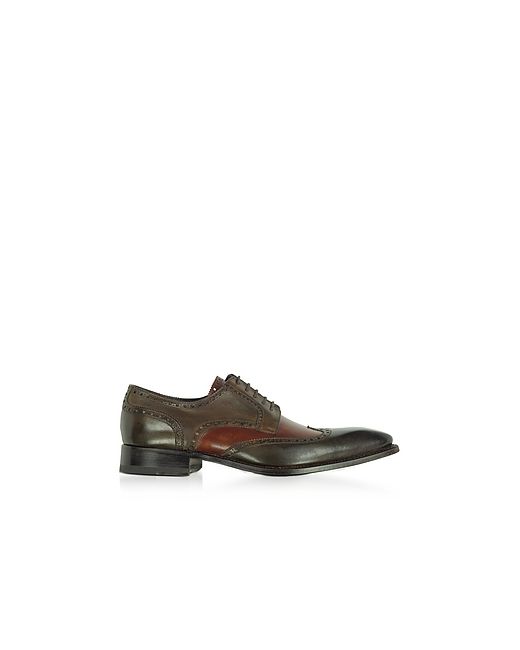 Forzieri Two-Tone Italian Handcrafted Leather Wingtip Oxford Shoes