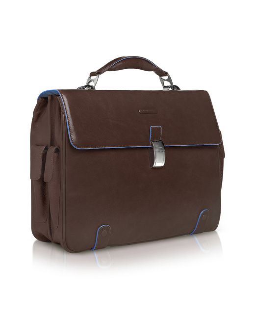 Piquadro Designer Briefcases Square Leather 15 Laptop Briefcase