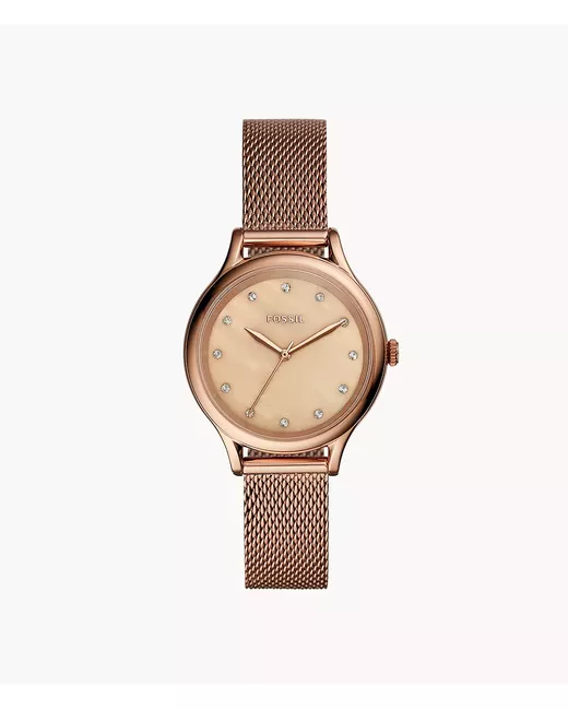 Fossil Outlet Laney Three-Hand Rose-Gold-Tone Stainless Steel Watch