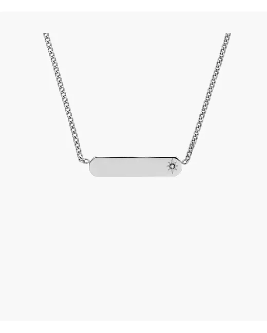 Fossil Drew Stainless Steel Bar Chain Necklace Tone