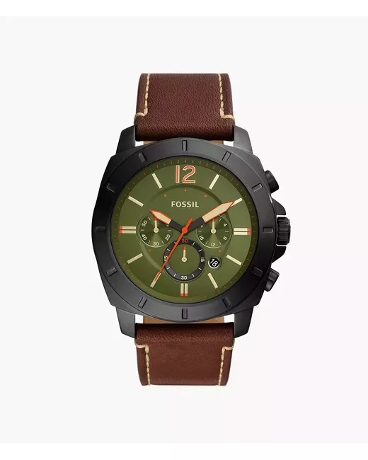 Fossil Outlet Privateer Chronograph Dark Leather Watch