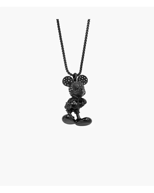 Fossil Disney x Special Edition Stainless Steel Chain Necklace Hematite Crystal