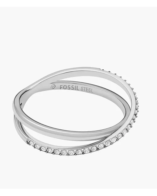 Fossil Sadie All Stacked Up Stainless Steel Band Ring Tone