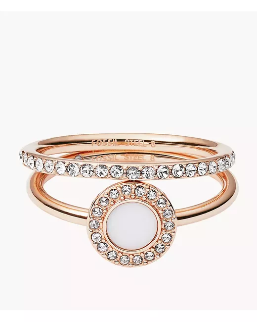 Fossil Stone Glitz Stackable Ring White