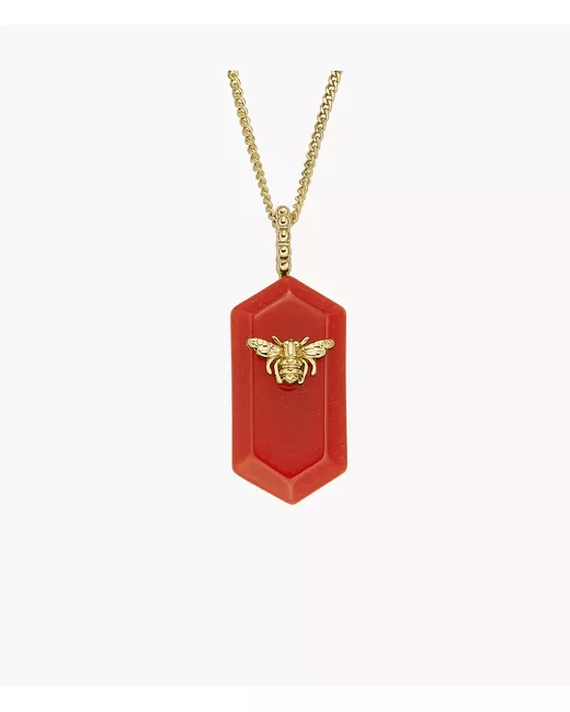 Fossil Outlet Magical Moments Red Carnelian Resin Bee Pendant Necklace