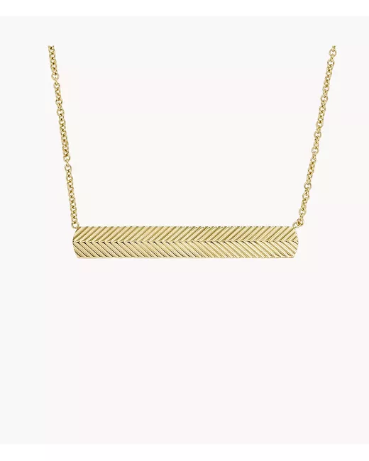 Fossil Harlow Linear Texture Tone Stainless Steel Chain Necklace