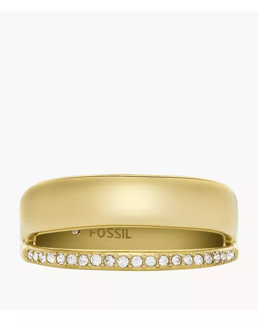 Fossil Outlet Archival Glitz Tone Stainless Steel Band Ring Clear