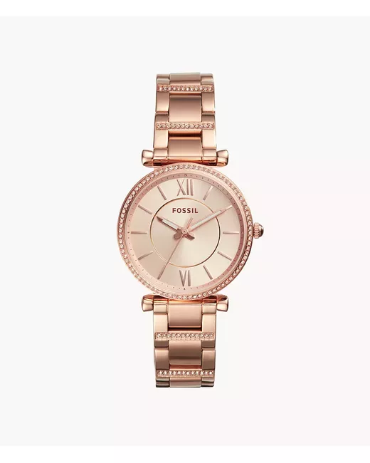Fossil Carlie Three-Hand Rose-Gold-Tone Stainless Steel Watch