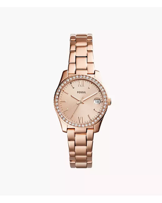 Fossil Scarlette Three-Hand Date Rose-Gold-Tone Stainless Steel Watch