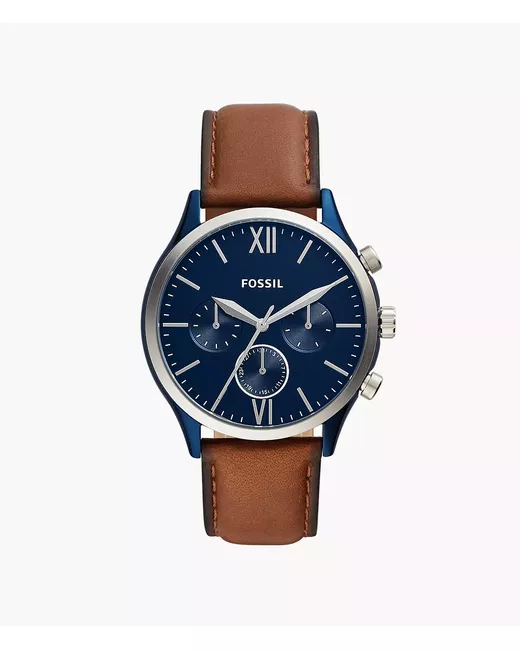 Fossil Outlet Fenmore Multifunction Luggage Leather Watch