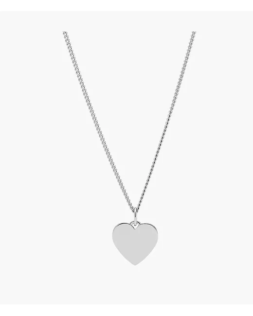 Fossil Drew Heart Stainless Steel Necklace Tone