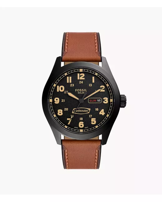 Fossil Defender Solar-Powered Luggage Leather Watch